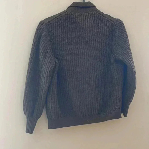 Vintage Beltex 100Best Merino Wool Dark Green Button Down Knit Jacket with Suede - Picture 5 of 7